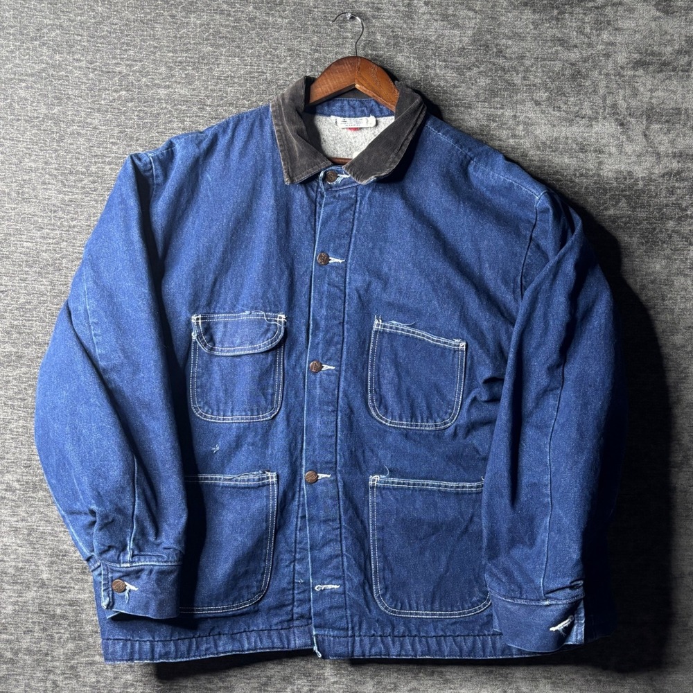 Bob Barker Blanket Lined XXL Denim Work Chore Barn Jean Jacket Prison Coat VTG